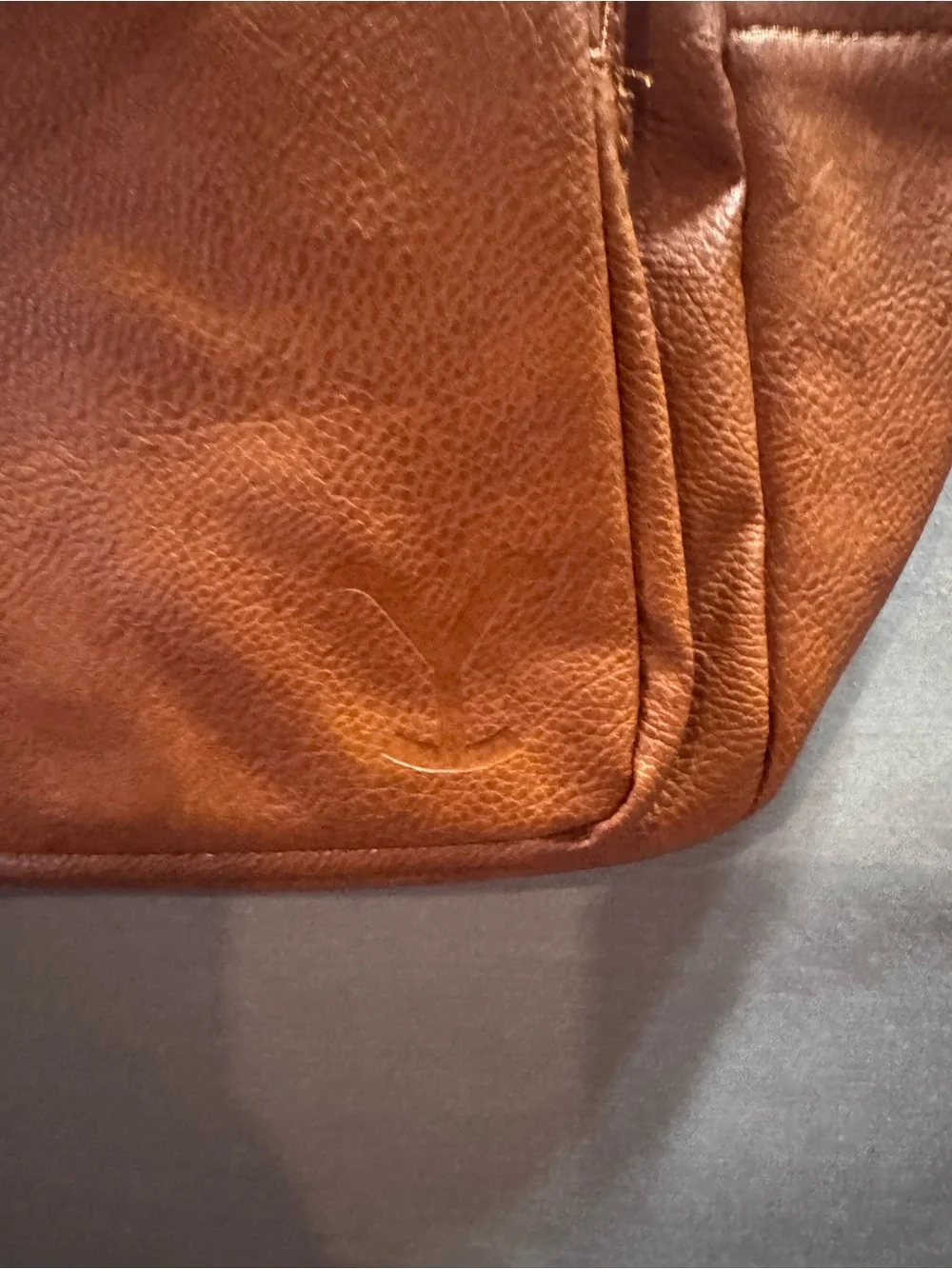 Women's Tan Faux-Leather Backpack with Front Zip Pocket